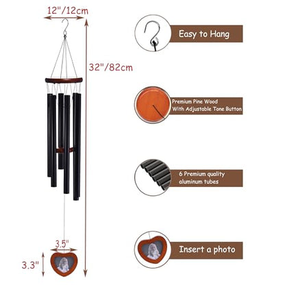 Memorial Wind Chimes, Personalized Sympathy Gifts for Loss of Loved One, Mother, Father, Brother, Sister (Black32inch) - color: Black32inch