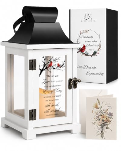 Memorial Lantern Sympathy Gift for Loss of Loved One Grief Gift - color: Those We Love Don’t Go Away White