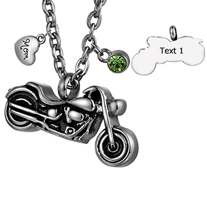 Motorcycle Cremation Jewelry Ashes Pendant Urn Necklace Memorial Keepsake - style: Necklace-motorcycle1-Customized