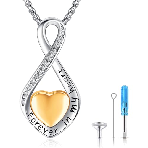 Eusense Cremation Jewelry for Ashes Urn Necklace to Put Ashes In 925 Sterling Silver Memorial Pendant Tree of Life Infinity Urn Necklaces for Ashes Necklace for Women Men - style: G-Infinity Urn Necklace-Gold Plated
