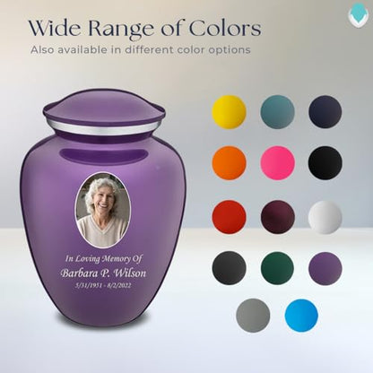 Geturns Embrace Adult Personalized Picture Cremation Urns for Human Ashes I Large Photo Purple Funeral Urn for Men and Women I 200 lbs - color: Purple