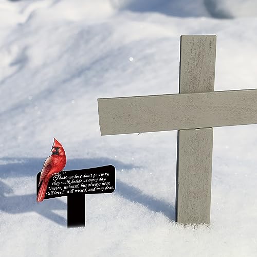Hicarer Cardinals Grave Markers Cardinals Memorial Gift Metal Sympathy Stakes for Cemetery Memorial, Garden Yard, 11.8 x 7.87 Inch(Love Forever) - style: Love Forever