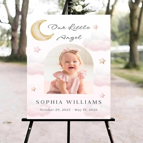 BBLI Custom Baby Celebration of Life Welcome Sign With Photo | Baby Funeral Welcome Sign Decorations, In Loving Memory Infant Memorial Service Sign, Celebration of Life Party Decor