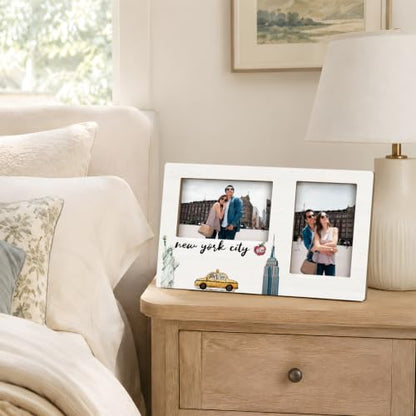 New York Double Picture Frame 4x6, New York Gifts Two Photo Frame - color: color-14