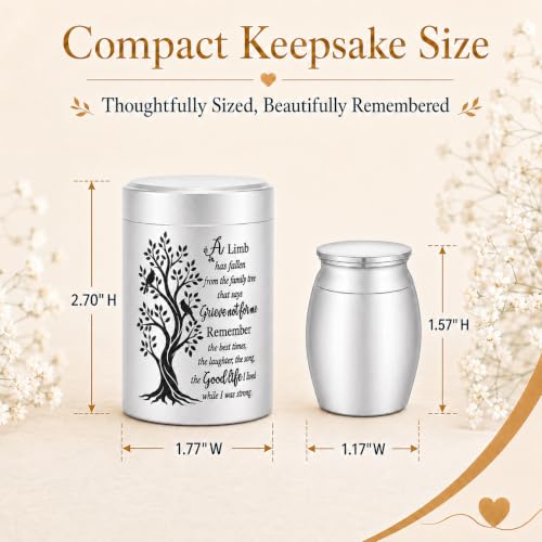 8-Piece Small Urns for Human Ashes, 2.7 Inch Mini Keepsake Cremation Urns Set for Family Sharing, Decorative Memorial Ashes Holder, Funeral Bereavement Gift