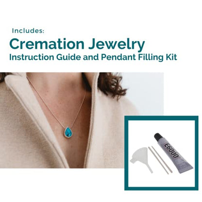 Teardrop Pendant and Necklace for Ashes, Sterling Silver, Cremation Jewelry for Ashes - color: Silver