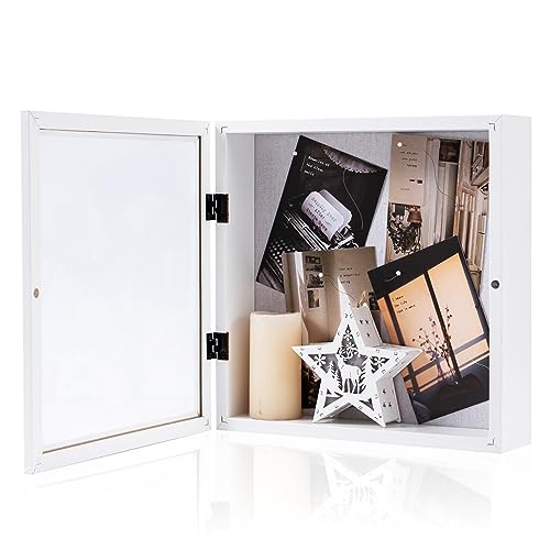 Muzilife 11x11 Shadow Box Wood Picture Frame, 2.16 Deep, Real Glass, White - color: White, size: 11x11
