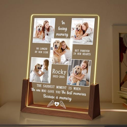 Personalized Dog Memorial Gifts, Custom Acrylic Light Up Picture Frame | Custom Pet Loss Gifts Cat Pet Memorial Gifts with Pictures for Pet Lover, Loss of Dog Sympathy Gifts - color: style-1