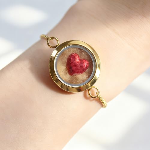 【NEW】 Pet Loss Sympathy Gift Can Hold Pet Hair, Adjustable Pet Memorial Bracelet, Pet Loss Gifts for Dogs Cats, Memorial Bottle for Pet Hair for Men Women Who Lost Pets-Brass Gold