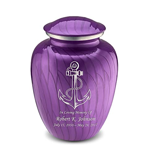 Adult Personalized Anchor Cremation Urns for Human Ashes I Large Pearl Purple Funeral Urn for Men and Women I 200 lbs - color: Pearl Purple