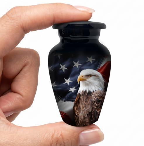 American Eagle Single Keepsake Urn with Box for Human Ashes - Handmade Cremation Urns - Adult Burial Urn - Small Urns for Human Ashes - color: American Eagle, size: 1 Small Keepsake