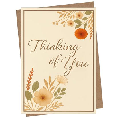 Cheerin Thinking of You Cards with Envelopes - Sympathy Cards for Loss of Loved Ones - Sorry For Your Loss Card Floral Design 5x7 Inch - style: Corner Floral