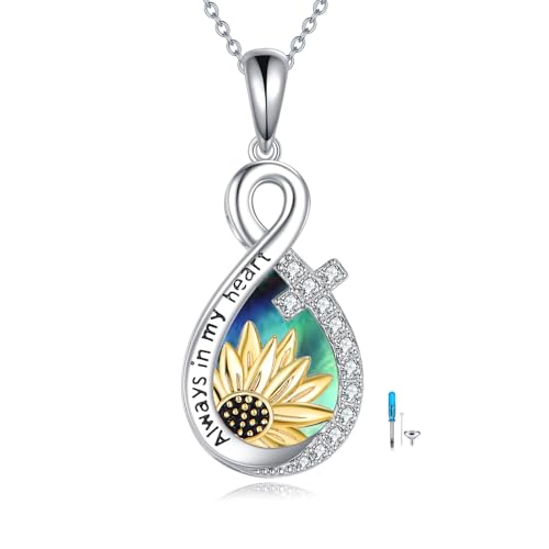 TIGER RIDER Pet Paw Necklace 925 Sterling Silver Cross Infinite love Necklace Pendant Pet Jewelry Gift for Dog Cat Lovers - style: sunflower-