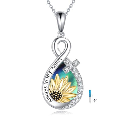 TIGER RIDER Pet Paw Necklace 925 Sterling Silver Cross Infinite love Necklace Pendant Pet Jewelry Gift for Dog Cat Lovers - style: sunflower-