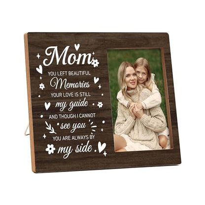 Memorial Pictures Frame, Mom You Left Beautiful Memories Photo Frame, Sympathy Gifts For Loss Of Mom, Farmhouse Home Living Room Bedroom Decoration -b25 - style: Mom