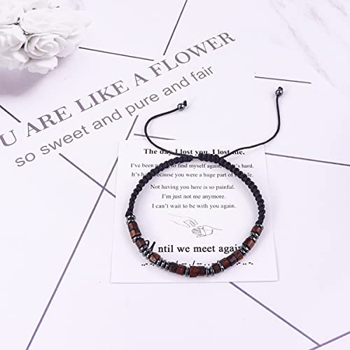 Hug from Heaven Morse Code Bracelet - Until We Meet Again, Black Hematite Beads for Men and Women - color: Until we meet again(Brown)
