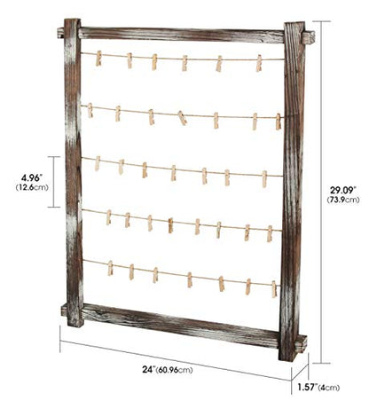 J JACKCUBE DESIGN Photo Wall Display Picture Collage Frame Board for Multi Photo Display Wall Decor with 35 Clips Rustic Wood - MK562B