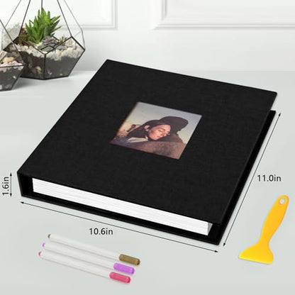 Zesthouse Photo Album Self Adhesive with Picture Display Window, 3-Ring Scrapbook Albums 60 Pages Holds 8x10 5x7 4x6 Photos, DIY Photo Book Ideal Gift for Family Wedding Baby - color: Black, size: 11"x10.6"/White 60 Pages