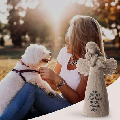 Dog Memorial Gifts for Loss of Dog, Pet Loss Sympathy Angel Figurine | Dog Bereavement Gift, Remembrance Keepsake, Dog Passing Away Gift, 6-Inch Hand-Painted Resin Memorial Statue - color: Granite