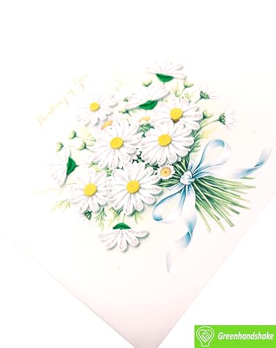 Daisies for You, Quilling Card 3D - Unique Dedicated Handmade, Design Greeting Card for Birthday, Valentine's Day, Mothers Day, Spring, Fathers Day, Graduation, Wedding, Anniversary, Thank You, Get Well, All Occasion | 6" x 6" - style: Daisies for You