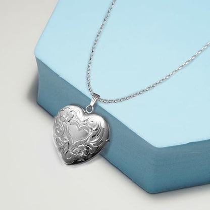 PicturesOnGold.com Sterling Silver Heart Four Photo Locket - 1-1/4 Inch X 1-1/4 Inch Solid Sterling Silver with Engraving
