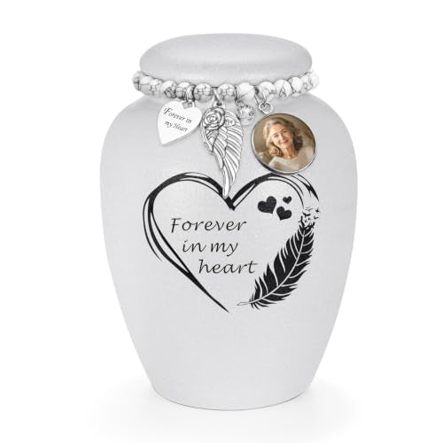 SOITIS Engraving Urn for Human Ashes 4.8 Inches Ceramic Urn Small Urn for Human Ashes Keepsake Urns Decorative Urn Mini Urns for Ashes Cremation Urns for Human Ashes White Urn - color: Custom-white Heart