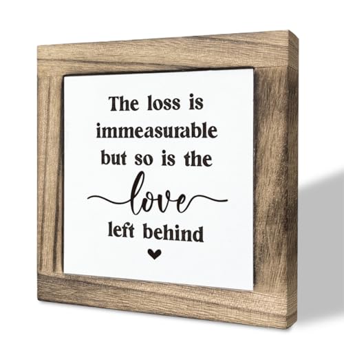 Gkwa Memorial Sign, Box Wood Plaque Desk Décor, 5.9x5.9x0.7 inches, Pine, Rustic Design, Ideal Condolence Gift