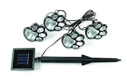 IdeaWorks JB7356 Dog Paw Solar Lights Outdoor Panels - Bright Energy Efficient and Perfect for your Garden - 4 pc Set, Black