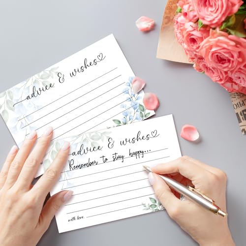 Blue Flowers Advice and Wishes Cards for the New Mr and Mrs Wedding