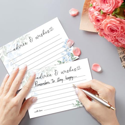 Blue Flowers Advice and Wishes Cards for the New Mr and Mrs Wedding
