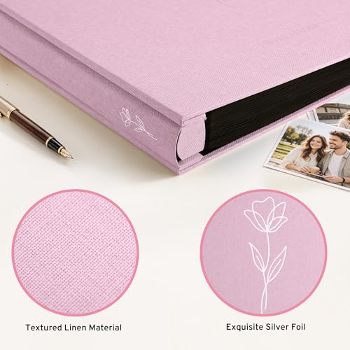 DazSpirit 4x6 Photo Album, 600 Photos, Large Capacity, Linen Hardcover | Pink Floral Photo Book, Acid-Free Slip-In Pages, Memory Album for Wedding, Baby, Anniversary, Travel and Family Photos - color: Pink