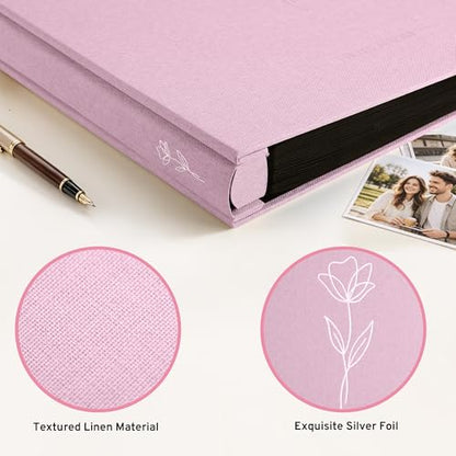 DazSpirit 4x6 Photo Album, 600 Photos, Large Capacity, Linen Hardcover | Pink Floral Photo Book, Acid-Free Slip-In Pages, Memory Album for Wedding, Baby, Anniversary, Travel and Family Photos - color: Pink