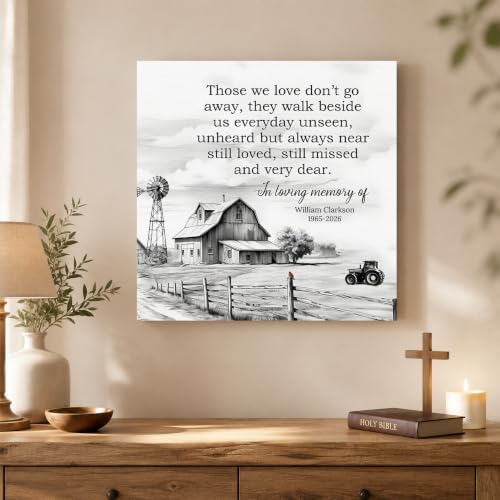 KiKiLuna Personalized In Loving Memory Farmhouse Memorial Canvas Wall Art - color: Design 7