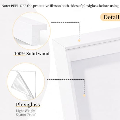 Shadow Box Frame 8"x 10" - 4 Pack Wood Deep Shadowbox with Glass | Shadow Boxes Display Cases Suitable for Photos, Dried Flowers, DIY Crafts Medals Picture Frames for Wall Tabletop (White) - size: 8x10-4pcs-white
