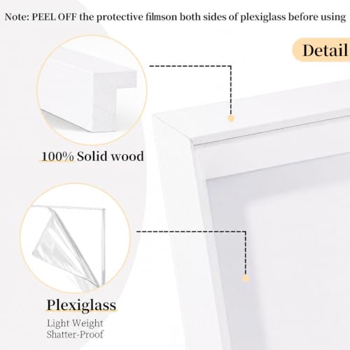 Shadow Box Frame 8"x 10" - 4 Pack Wood Deep Shadowbox with Glass - size: 8x10-4pcs-white