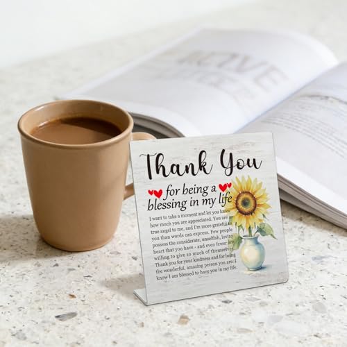 Stainless Steel Desk Plaque with Sunflower Design, Thoughtful Thank You Gift for Husband, Wife, Blessing Gratitude Gift for Boyfriend, Girlfriend, Motivational Desk Decor for Home HDESK19 - style: Husband, Wife