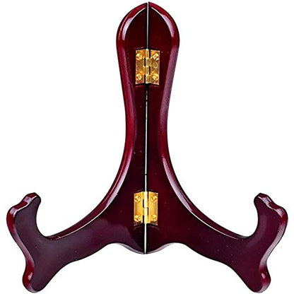 Wooden Easel Mahogany Finish Display Stand Plate Holder Picture Frame Folding Display Stand (5 inches) - size: 5 inches