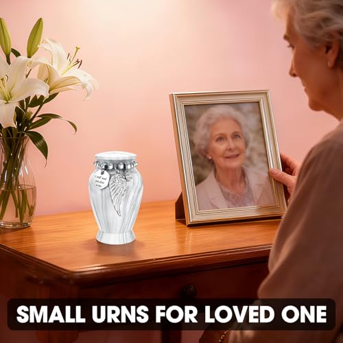 SOITIS Customized Small Urns for Human Ashes Keepsake, 2.83 Inches Urn for Women Men, Customized Aluminum Cremation Urns for Human Ashes-White Keepsake Urn - color: Custom-white