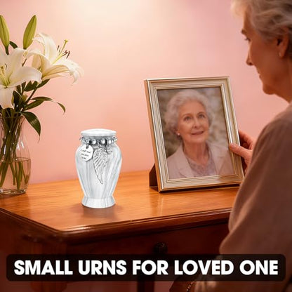 SOITIS Customized Small Urns for Human Ashes Keepsake, 2.83 Inches Urn for Women Men, Customized Aluminum Cremation Urns for Human Ashes-White Keepsake Urn - color: Custom-white