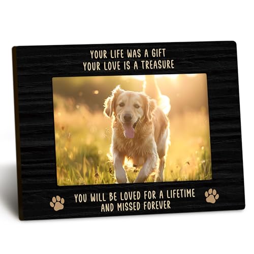 Pet Memorial 4x6 Picture Frame, Dog & Cat Remembrance Gifts, Sympathy Gifts for Loss of Pet, Your Love is a Treasure Photo Frames for Desk Decor - color: color-7