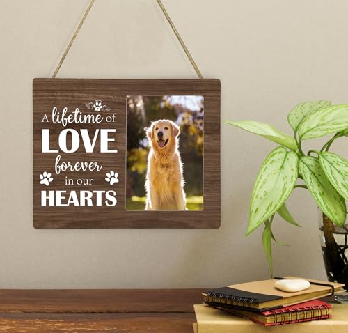 Pet Dog Memorial Picture Frame, A Lifetime of Love Forever in Our Hearts Wooden Photo Frame Gifts for Loss of Dog, 4x6 inch Photo - style: A Lifetime of Love Forever in Our Hearts