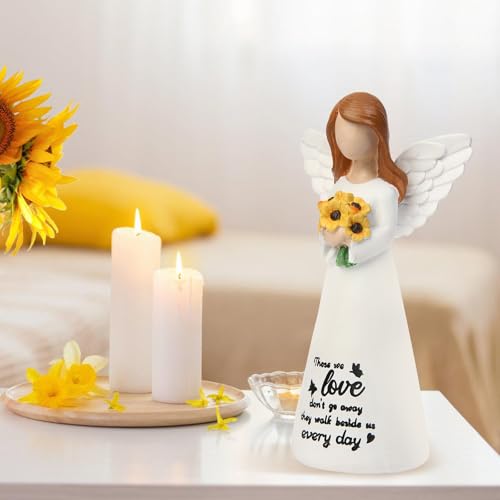 INLOMEM Sympathy Gifts for Loss of Loved One, Remembrance Gifts, Bereavement Gifts, Angel Gifts for Women, Memorial Gift for Loss of Dad Mom Grandmother, Angel Figurines (White)