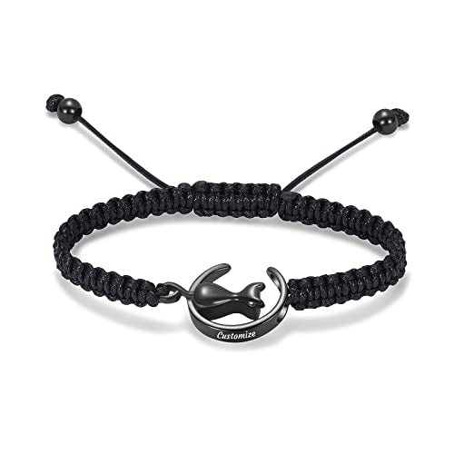 constantlife Cat Cremation Urn Bracelet for Pet Ashes Handmade Braided Rope Adjustable Bangle Stainless Steel Urn Bangle Memorial Jewelry - color: Customize