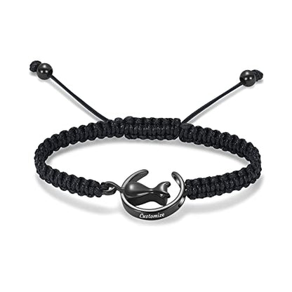 constantlife Cat Cremation Urn Bracelet for Pet Ashes Handmade Braided Rope Adjustable Bangle Stainless Steel Urn Bangle Memorial Jewelry - color: Customize