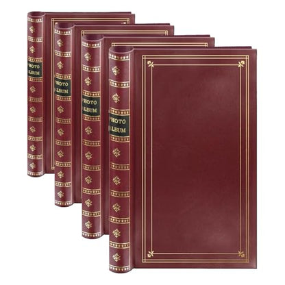 Spiral Bound Photo Album 300 Bi-Directional Memo Pockets Hold 4x6 Photos, Burgundy (Pack of 4) - color: Burgundy, size: 300 Pockets 4"x6" (Pack of 4)