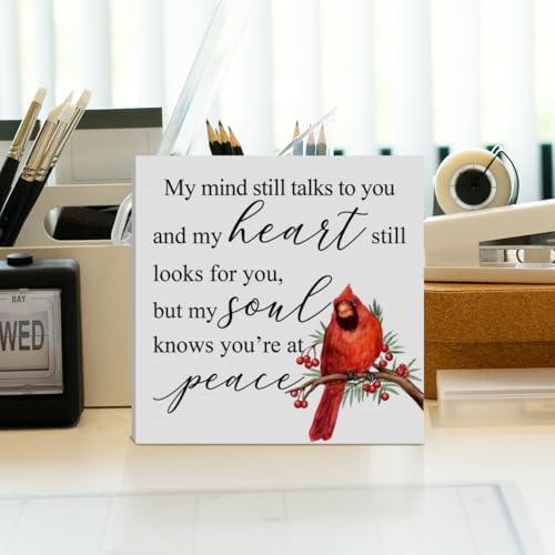 Sympathy Gift for Loss of Loved One, Memorial Remembrance Bereavement Gift Condolence Decor Sign Loss of Father Mother Son Brother Sister Cardinal Saying Decoration, You Are at Peace