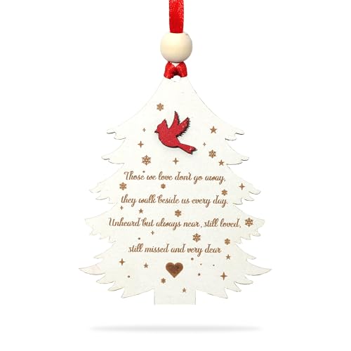 Cardinal Memorial Christmas Ornament, Those We Love Don't Go Away, They Walk Beside Us Everyday, in Loving Memory, Bereavement Christmas Ornament Wooden, Sympathy Gifts for Loss of Loved One (S07) - style: S07