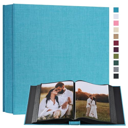 potricher Small 8x10 Photo Album, 160 Pockets, Linen Cover, Blue - color: Blue