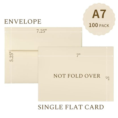 Cream Blank Flat Note Cards and Envelopes 5x7 (NOT FOLDED), Goefun 100 Pack - color: Cream, size: 5x7