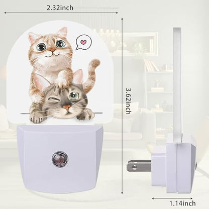 Cute Cat Night Light, Night Light Plug into Wall with Dusk to Dawn Sensor, LED Lamp Energy Saving Lights for Men Women Boys Girls,Lamp for Bedroom Bathroom Hallway - color: Cute Cat